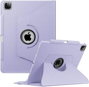 img 4 attached to Fintie Rotating Case for iPad Pro 12.9-inch 5th Generation 2021 - 360 Degree Swivel Protective Cover with Pencil Holder, Auto Sleep/Wake - Lilac Purple