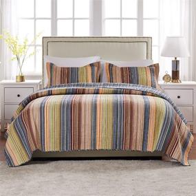 img 4 attached to 🛏️ Full/Queen Multi-Colored Greenland Home Katy Quilt Set