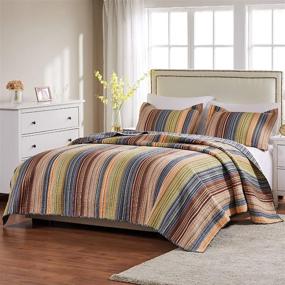 img 3 attached to 🛏️ Full/Queen Multi-Colored Greenland Home Katy Quilt Set