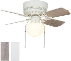 img 4 attached to 🌀 30 Inch Hugger Pull Chain Indoor Ceiling Fan by HYATECH - Low Profile Flush Mount with Light, Reversible Blades - ETL Listed for Living Room, Bedroom, Basement, Kitchen, Pantry - White