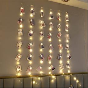 img 4 attached to 🌟 ZSJWL 3.3×5ft Short Curtain Lights with 8 Hooks for Small Windows, 96 LED Warm White Photo Clips Fairy String Light with 52 Clear Clips, Remote Control 8 Modes USB Plug for Bedroom, Party, Wall Décor