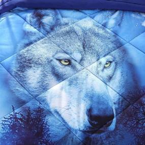 img 2 attached to 🐺 Wowelife Twin Wolf Comforter Set: Blue 5 Piece Bedding Set with Comforter, Sheets, and Pillow Cases - Perfect for Kids (Twin-5 Piece)