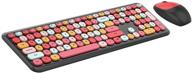 🌈 vibrant wireless keyboard and mouse combo with 2.4ghz connectivity, retro typewriter round keys design in multiple colors for laptop tablet logo