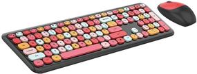 img 4 attached to 🌈 Vibrant Wireless Keyboard and Mouse Combo with 2.4GHz Connectivity, Retro Typewriter Round Keys Design in Multiple Colors for Laptop Tablet