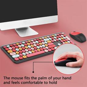 img 2 attached to 🌈 Vibrant Wireless Keyboard and Mouse Combo with 2.4GHz Connectivity, Retro Typewriter Round Keys Design in Multiple Colors for Laptop Tablet