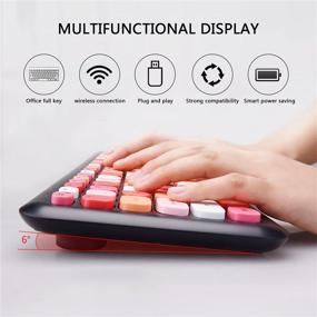 img 3 attached to 🌈 Vibrant Wireless Keyboard and Mouse Combo with 2.4GHz Connectivity, Retro Typewriter Round Keys Design in Multiple Colors for Laptop Tablet