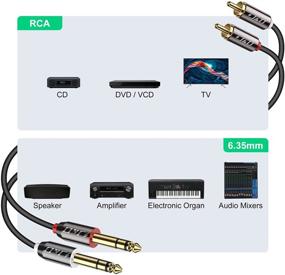 img 2 attached to 🔌 J&D Dual 1/4 inch TS to Dual RCA Stereo Audio Cable - Gold Plated, Heavy Duty 2X 6.35mm Male to 2 RCA Male Adapter - 3 Feet