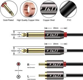 img 3 attached to 🔌 J&D Dual 1/4 inch TS to Dual RCA Stereo Audio Cable - Gold Plated, Heavy Duty 2X 6.35mm Male to 2 RCA Male Adapter - 3 Feet