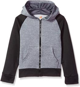 img 1 attached to Active Girls' Clothing: Hanes Fleece Raglan Stealth Heather