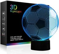 🏀 soccer night lights for kids - 3d illusion football lights lamp by wiscky | 7 led colors changing touch table desk lamps | decorative lighting | cool toys gifts | birthday holiday xmas gifts | sports theme fans логотип