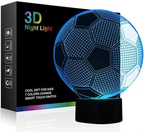 img 4 attached to 🏀 Soccer Night Lights for Kids - 3D Illusion Football Lights Lamp by Wiscky | 7 LED Colors Changing Touch Table Desk Lamps | Decorative Lighting | Cool Toys Gifts | Birthday Holiday Xmas Gifts | Sports Theme Fans