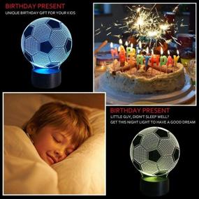 img 2 attached to 🏀 Soccer Night Lights for Kids - 3D Illusion Football Lights Lamp by Wiscky | 7 LED Colors Changing Touch Table Desk Lamps | Decorative Lighting | Cool Toys Gifts | Birthday Holiday Xmas Gifts | Sports Theme Fans