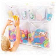 🛁 tub cubby really big bath toy storage - hanging toy holder with hooks, 30x23 mesh net shower caddy for kids bathroom decor, bedroom & car toy organizer - bonus rubber duck & hooks logo