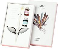 mklpo glass dip pen set: the perfect calligraphy pens for beginners, 🖋️ writing, signatures, and decoration, includes swan pen and greeting card - ideal gift! logo