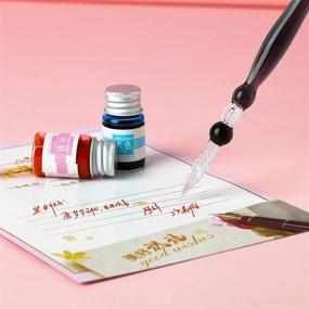 img 2 attached to MKLPO Glass Dip Pen Set: The Perfect Calligraphy Pens for Beginners, 🖋️ Writing, Signatures, and Decoration, Includes Swan Pen and Greeting Card - Ideal Gift!