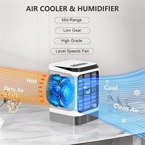 img 2 attached to 🌬️ VIPIH Portable Small Air Conditioner Fan - 5V 2A, 3 Speeds Air Cooler, 7 Color Cooling Fan, Office Fan, Standing Fan with Remoter/Handle for Home, Office, Outdoor