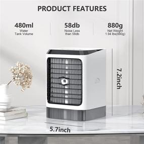 img 1 attached to 🌬️ VIPIH Portable Small Air Conditioner Fan - 5V 2A, 3 Speeds Air Cooler, 7 Color Cooling Fan, Office Fan, Standing Fan with Remoter/Handle for Home, Office, Outdoor