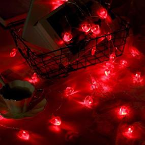 img 1 attached to 💖 Romantic Valentine's Day Heart String Light: 14.7 ft, 40 LED Red Heart Shape Fairy Light with Remote Control, Timer & 2 Lighting Modes for Wedding, Valentines Day, Birthday - Battery Powered