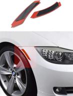 haneex crystal clear/smoke/amber/dark grey/red lens front bumper side markers reflector light fender replacement for bmw 3 series e90 / e91 lci (smoke lens) logo