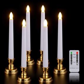 img 4 attached to 🕯️ 6-Pack PChero Flameless LED Taper Candles with Remote Timer - Battery Operated Window Candles for Thanksgiving, Christmas Home Decor - 7.9" Lights with Removable Candlesticks