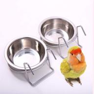 🐦 qbleev stainless steel bird cage feeder - parakeet, parrot, & small animal food dish with wire hook [1 pack] logo