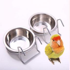 img 4 attached to 🐦 QBLEEV Stainless Steel Bird Cage Feeder - Parakeet, Parrot, & Small Animal Food Dish with Wire Hook [1 Pack]