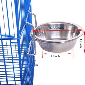 img 2 attached to 🐦 QBLEEV Stainless Steel Bird Cage Feeder - Parakeet, Parrot, & Small Animal Food Dish with Wire Hook [1 Pack]