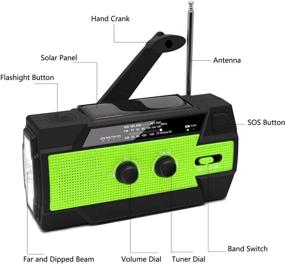 img 2 attached to Портативное аварийное солнечное ручное радио с диапазоном NOAA Weather, AM/FM, светодиодным фонариком, настольной лампой для чтения, зарядным устройством USB мощностью 4000 мАч и сигналом SOS
