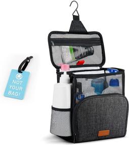 img 4 attached to 🛁 Updated Version Hiverst Hanging Toiletry Bag and Shower Caddy Tote Bag | Full Size Bottle Compatible | Bath Organizer for College Dorms, Gym, Camp | Women Men | Includes Funny Luggage Tag