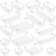 🗄️ puroma 17pcs desk drawer organizer set: clear plastic bins for versatile vanity and desk storage - makeup, kitchen, bathroom, and more! logo