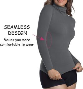 img 2 attached to +MD Women's Thermal Underwear Top: Compression Long Sleeve Shirt Turtleneck Undershirt Basic Shapewear for Ultimate Comfort and Warmth