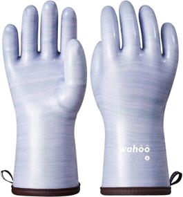 img 4 attached to 🧤 LANON Heat Resistant Silicone Gloves with Fingers, Food Contact Grade, Waterproof, Purple, Size 8