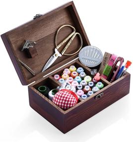 img 3 attached to 🧵 Organize and Craft with Ease: Wooden Sewing Kit Organizer with Accessories for Beginners, Adults, Kids, Women, and Men