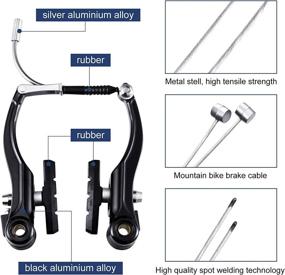 img 1 attached to 🚲 Riakrum 2 Sets V-Type Bike Brakes: Includes 2 Pairs of Brakes, 2 Braking Cables, and 4 Cable End Caps for Mountain Bikes