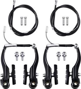 img 4 attached to 🚲 Riakrum 2 Sets V-Type Bike Brakes: Includes 2 Pairs of Brakes, 2 Braking Cables, and 4 Cable End Caps for Mountain Bikes