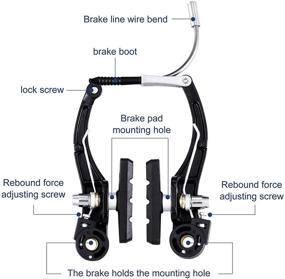 img 2 attached to 🚲 Riakrum 2 Sets V-Type Bike Brakes: Includes 2 Pairs of Brakes, 2 Braking Cables, and 4 Cable End Caps for Mountain Bikes