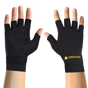 img 3 attached to FITITUDE: Half Finger Compression Gloves Infused with Copper for Breathable Pain Relief, Swelling Reduction and Joint Recovery in Men and Women, Ideal for Tendinitis and Hand/Wrist Discomfort