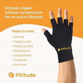 img 2 attached to FITITUDE: Half Finger Compression Gloves Infused with Copper for Breathable Pain Relief, Swelling Reduction and Joint Recovery in Men and Women, Ideal for Tendinitis and Hand/Wrist Discomfort