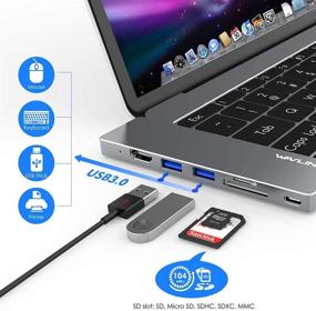 img 2 attached to Wavlink USB C Hub for MacBook Pro 2016/2017: Pass-Through Charging PD Adapter with 4K HDMI, SD/Micro SD Card Reader, and USB 3.0 - Space Grey