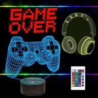 fullosun pixel game over illusion lamp, gamepad 3d night light (3 patterns) with remote control: 16 color changing gaming room headset decor - best gamer gift логотип