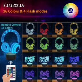 img 3 attached to FULLOSUN Pixel Game Over Illusion Lamp, Gamepad 3D Night Light (3 Patterns) with Remote Control: 16 Color Changing Gaming Room Headset Decor - Best Gamer Gift