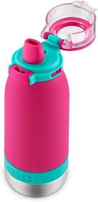 img 3 attached to 🌺 Emma Vacuum Insulated Stainless Steel Kids Water Bottle with Straw - 14oz, Tropical Pink