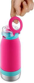 img 2 attached to 🌺 Emma Vacuum Insulated Stainless Steel Kids Water Bottle with Straw - 14oz, Tropical Pink