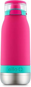 img 4 attached to 🌺 Emma Vacuum Insulated Stainless Steel Kids Water Bottle with Straw - 14oz, Tropical Pink