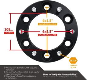 img 2 attached to 🔧 dynofit 1" Solid Forged Wheel Spacers for 4Runner FJ Cruiser GX460 470, Tacoma(4wd) and More 6Lug Rims