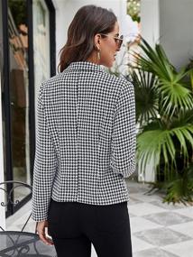 img 3 attached to 🔲 SheIn Women's Houndstooth Sleeve Double Breasted Suiting & Blazers