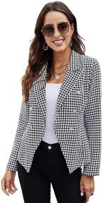 img 4 attached to 🔲 SheIn Women's Houndstooth Sleeve Double Breasted Suiting & Blazers