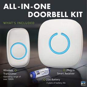 img 4 attached to Buy SadoTech Wireless Doorbells for Home - 1 Door Bell Ringer & 1 Plug-In Chime Receiver, Battery Operated, Easy-to-Use, Waterproof Doorbell w/LED Flash, White