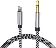 [apple mfi certified] lightning to 3.5mm car aux stereo audio cable - high-quality iphone to 3.5mm nylon aux adapter for iphone 11/xs/xr/x/8/7/6/5, ipad, ipod - connect to speaker/home stereo/headphone (3.3ft/1m) logo