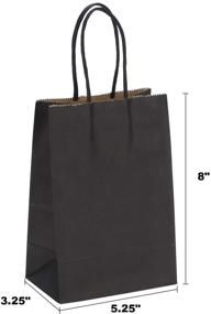 img 3 attached to 🛍️ 100pcs Ronvir Black Kraft Paper Bags with Handle – Shopping, Retail, Craft, Merchandise & Party Bags – 5.25 x 3.25 x 8 Inches